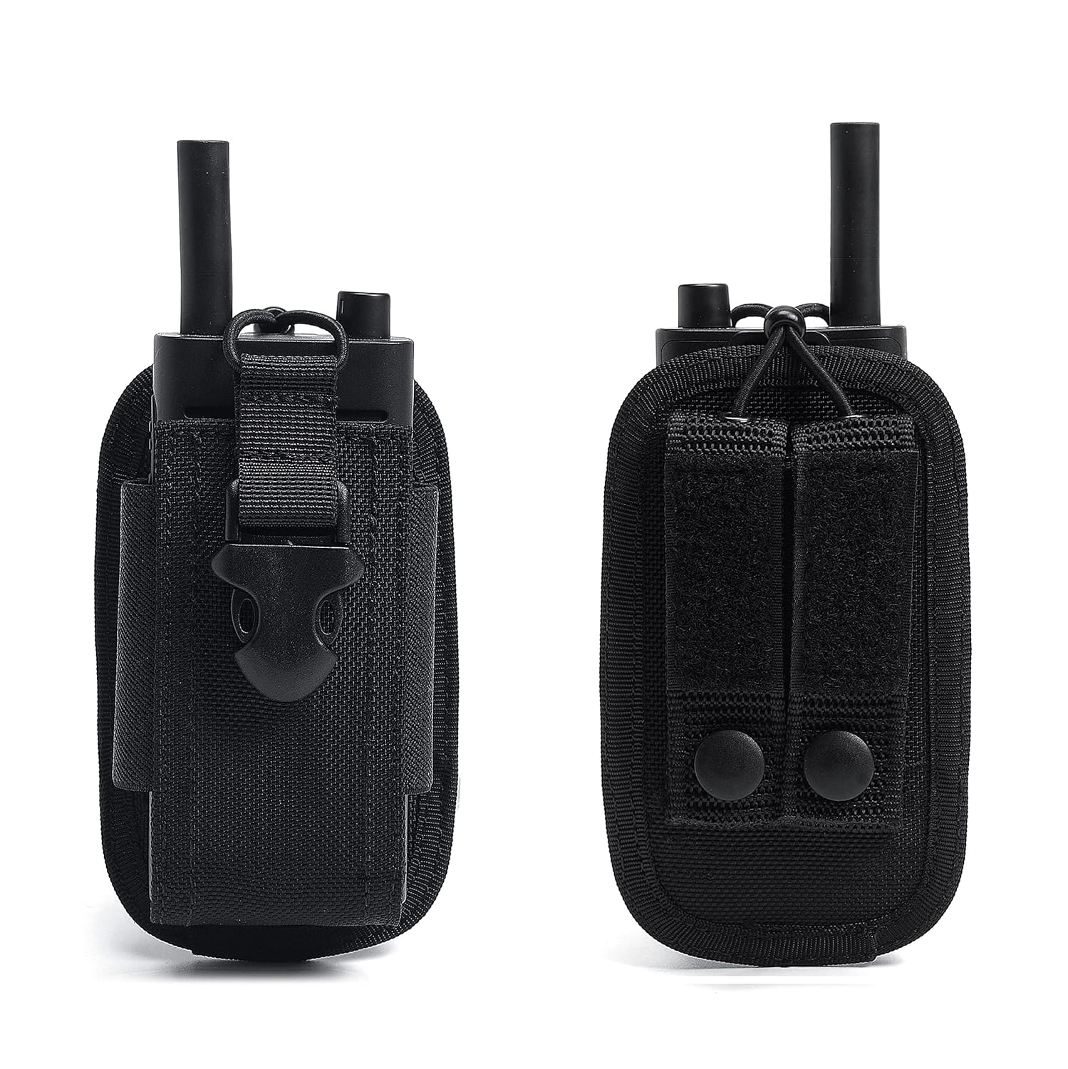 Universal Tactical Radio Holster, Elastic Walkie Talkie Stand, Two Way Nylon Pouch with MOLLE Belt Clip for Police, Lion, Security, Firefighter, Rescue