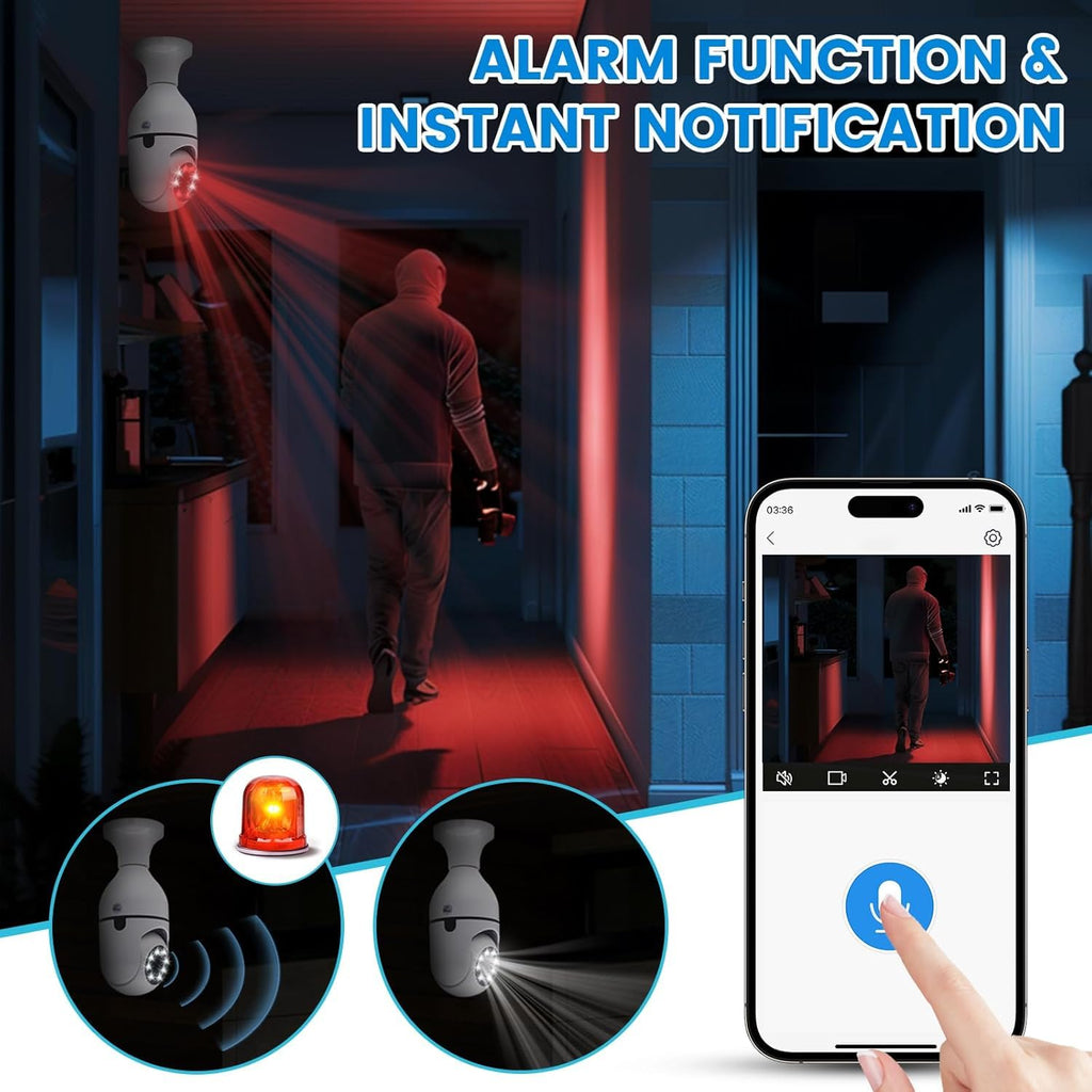 Upgrade home safety with WiFi CCTV bulb camera featuring HD video, night vision, motion detection and live mobile viewing.