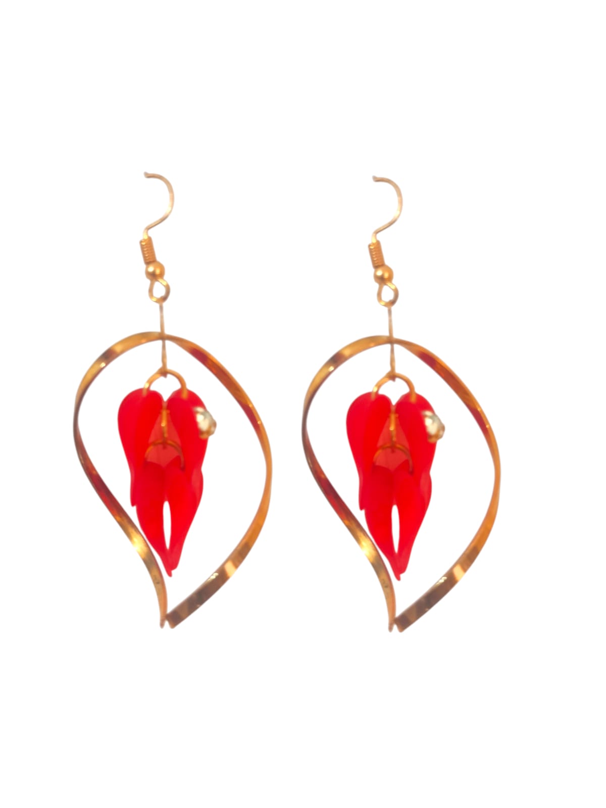 22KT Gold Plated Earrings  Stylish Red Leaf Drop Earrings for Women – Party & Fashion Statement Jewelry