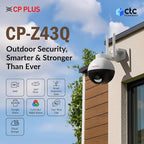 CP PLUS 4MP Outdoor Wi-Fi CCTV Camera | 360° Pan & Tilt | Full-Color Night Vision | Human Detection | Motion Tracking | Built-in Siren | CTC Cyber Secure Tech | Alexa & OK Google | CP-Z43Q