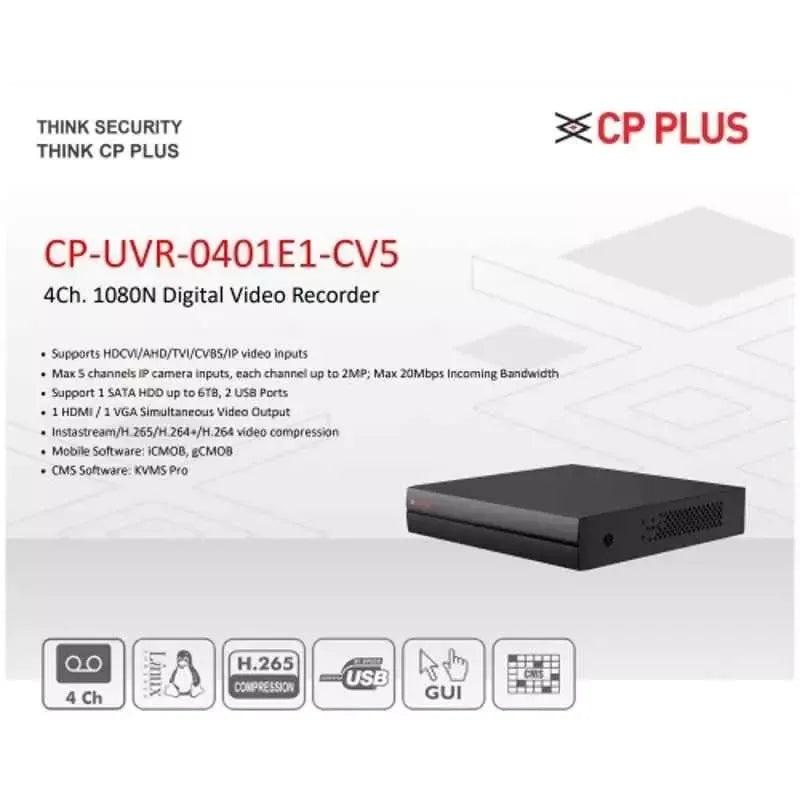 CP PLUS CCTV Combo Kit 2.4 MP Indoor & Outdoor with 4 Channel DVR, 2 Bullet Camera, 4 Channel SMPS, 70 m Copper Cable, 500GB HDD & Connectors