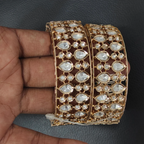 Auraa Kundan gold-plated Kundan Polki Gold-Plated Wide Bangles for Women