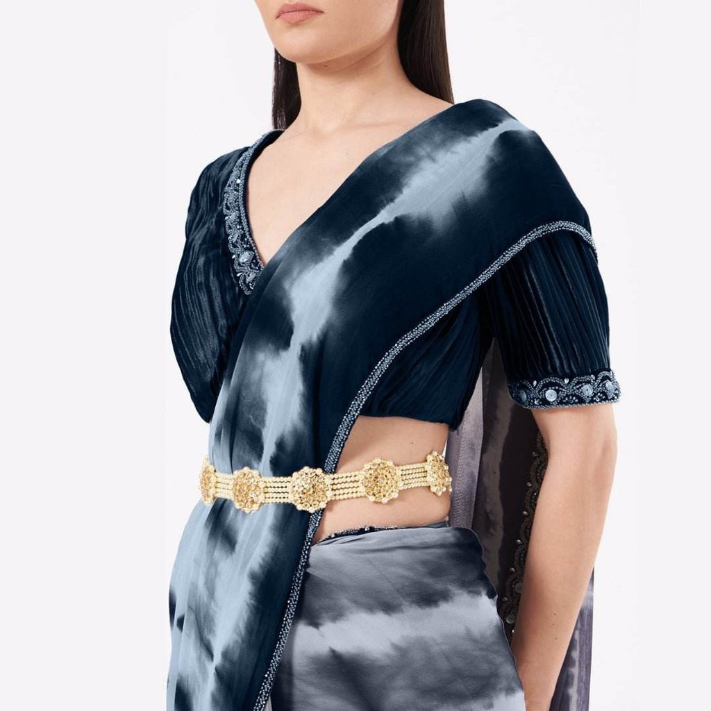 Auraa kundan Waist Belt Gold Plated Kundan Polki Waist Belt with Floral Detailing