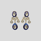 Traditional Blue Kundan Necklace & Earrings Set