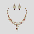 Traditional Blue Kundan Necklace & Earrings Set