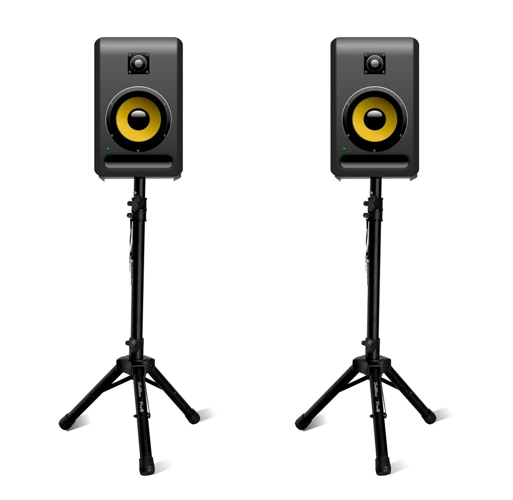 Softline Pro Heavy Duty Tripod Studio Monitor Stand Adjustable Height Foldable Tripod Legs Non-Slip Rubber Pads Foldable Monitor Speaker Stands - Pair