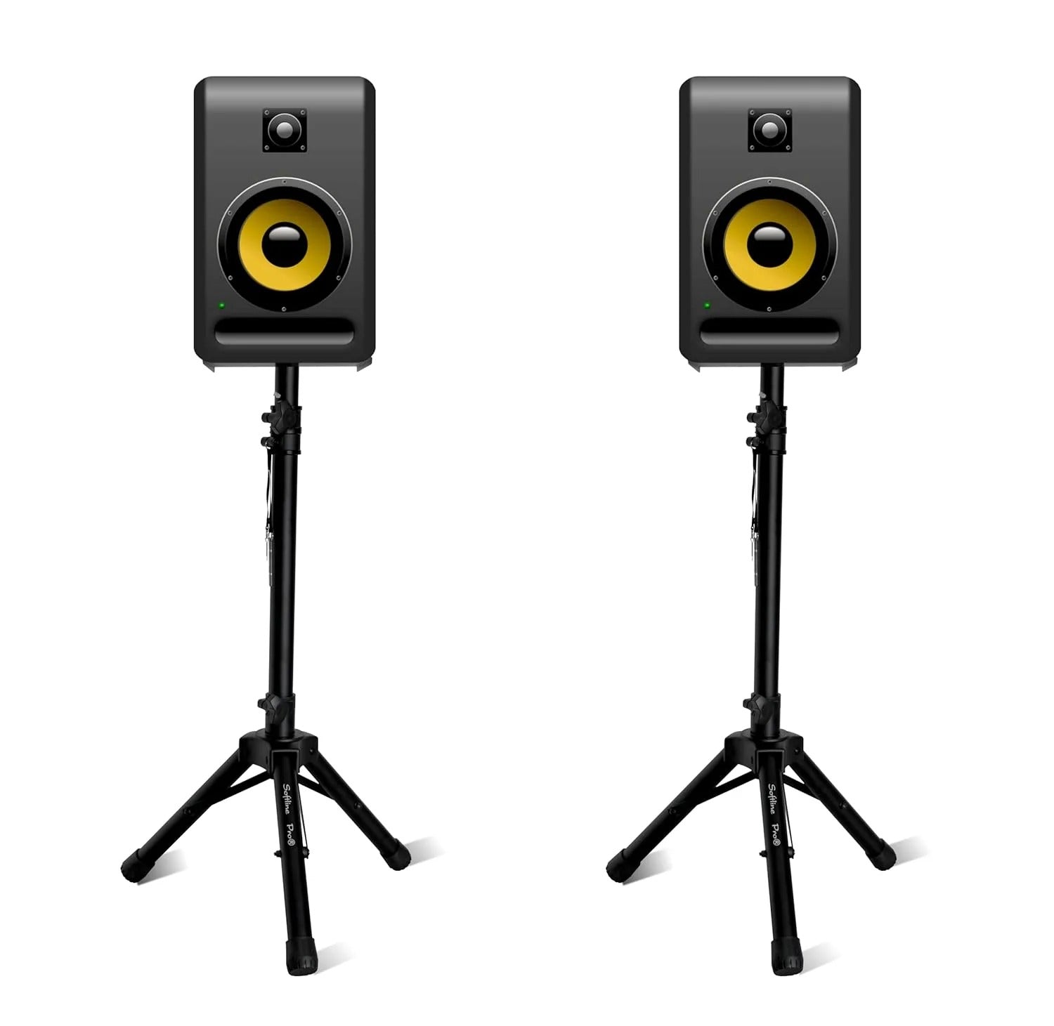 Softline Pro Heavy Duty Tripod Studio Monitor Stand Adjustable Height Foldable Tripod Legs Non-Slip Rubber Pads Foldable Monitor Speaker Stands - Pair