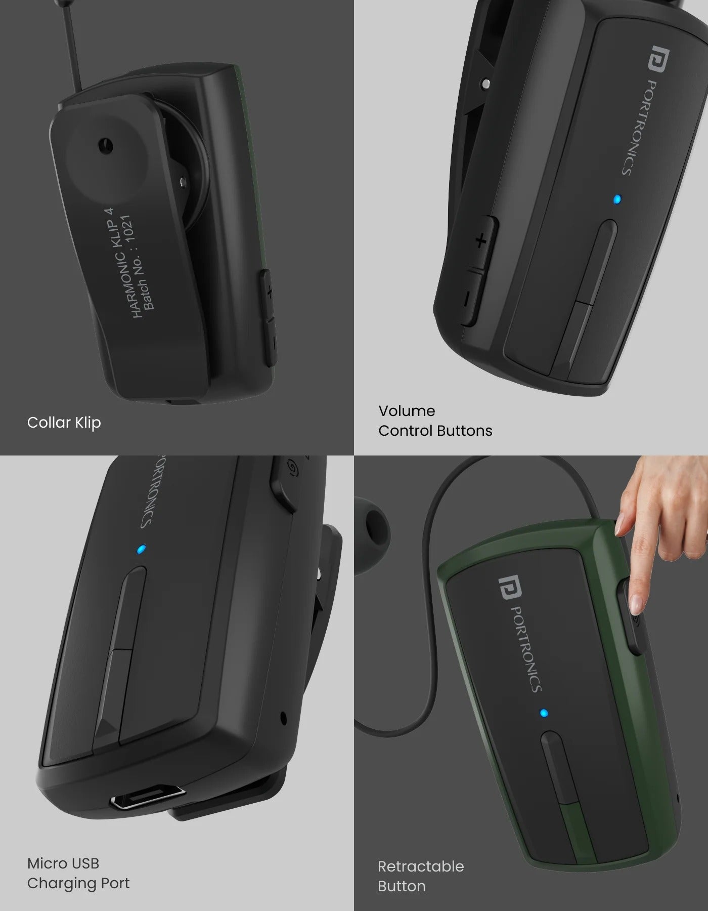 Portronics Harmonics Klip 4 Vibration Prompt | Long Playtime | Bluetooth Music | Built In Mic