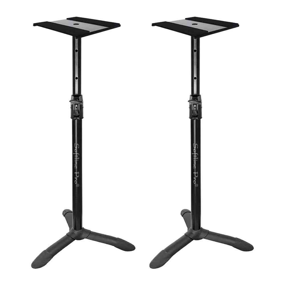 Softline Pro SP90 Studio Monitor Stand Triangular Base Professional Heavy Duty, Adjustable Height, Auto Lock (Set of 2)