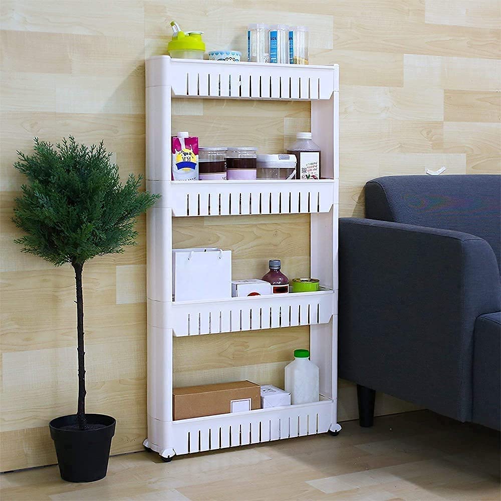 Slim Rack and Shelf with Wheels 4 Layer Multi Storage Organizer