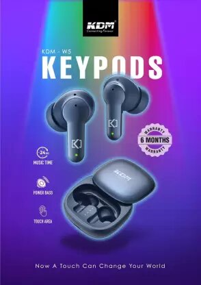 KDM W 5 Keypods 24 H music buds Bluetooth Headset Navy Blue In